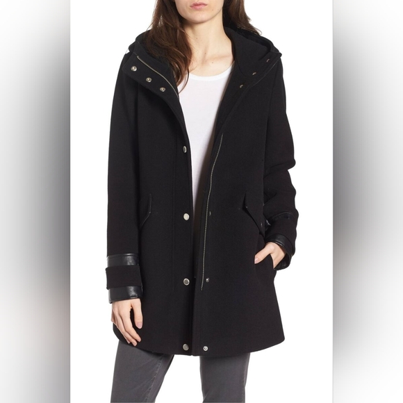 Marc New York by Andrew Marc Womens Ally31" Wool Plush Coat Black Sz 12 - Picture 1 of 11